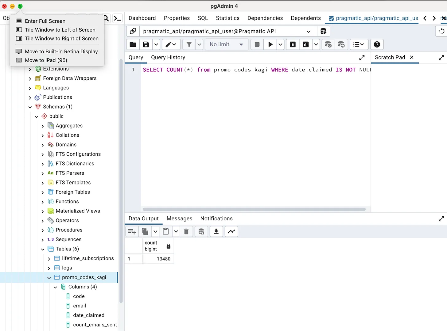 В моей рабочей среде всегда открыт pgAdmin — интерфейс администрирования PostgreSQL.