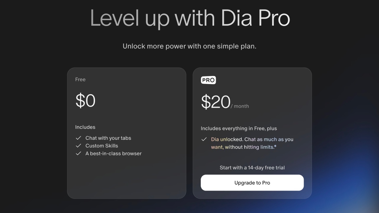 Браузер по подписке: в Dia от The Browser Company появился платный тариф - 1
