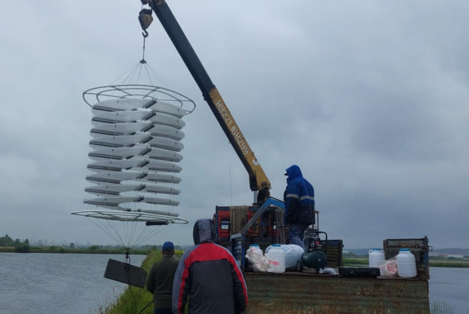 Установка аэратора Биопринтех в водоём