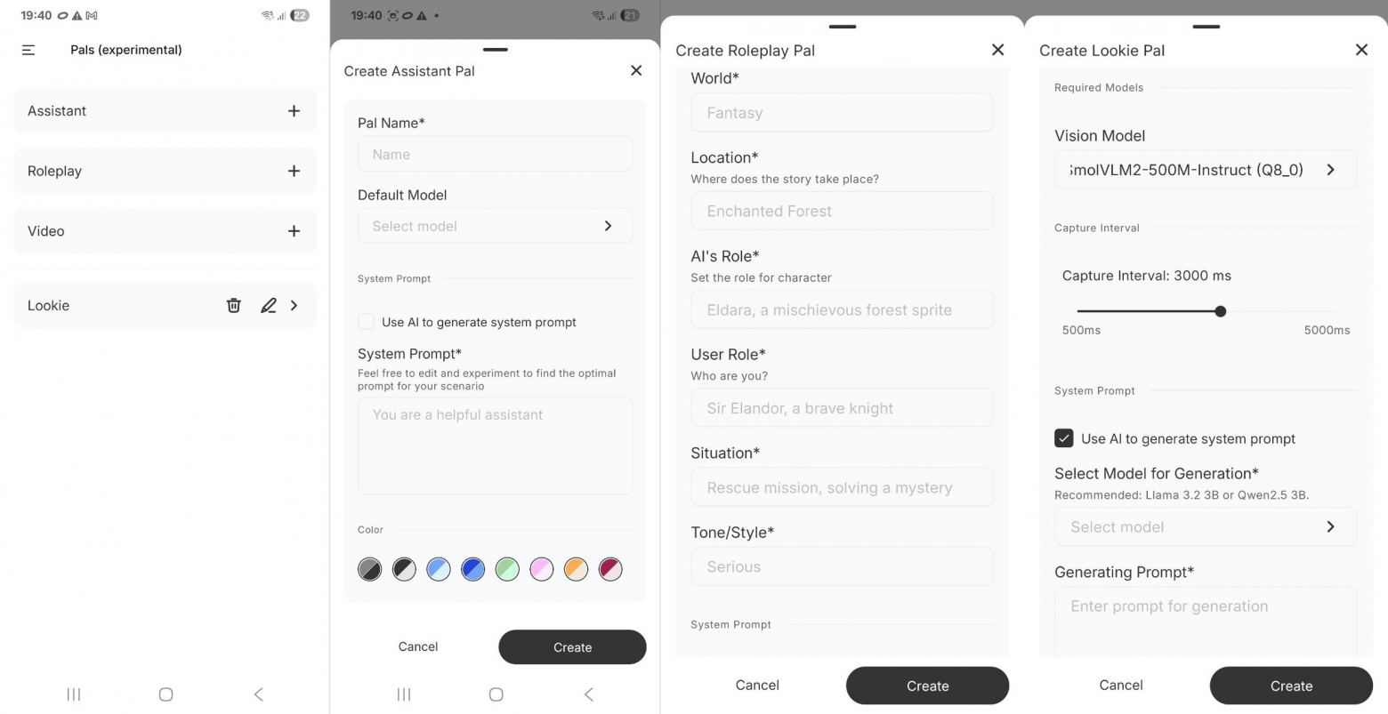 Настройка Pals в PocketPal