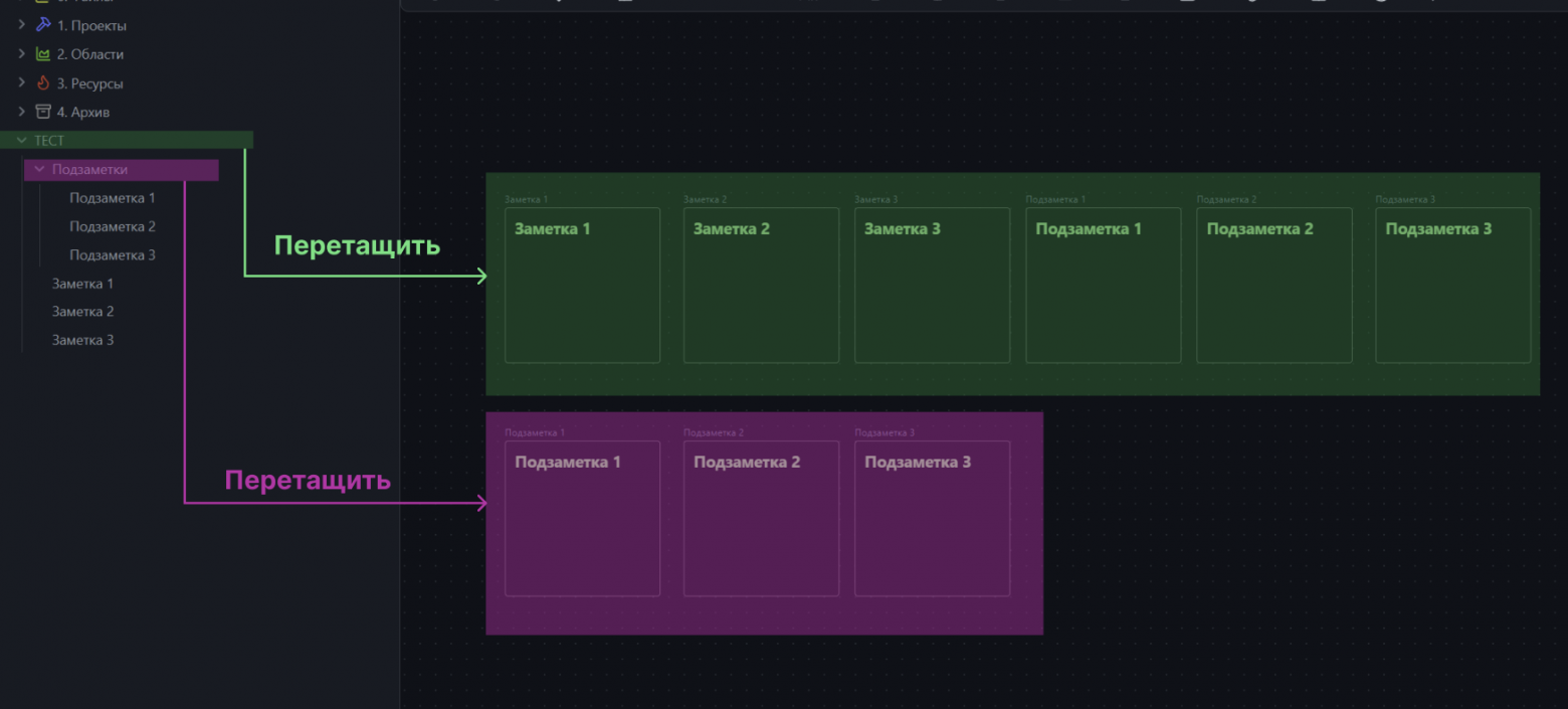 Перетаскивание содержимого папки на холст