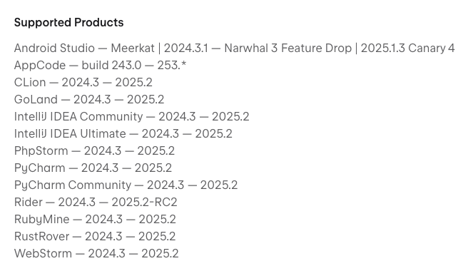 Полный набор IDE, поддерживаемых Flutter IntelliJ Plugin версии M87.