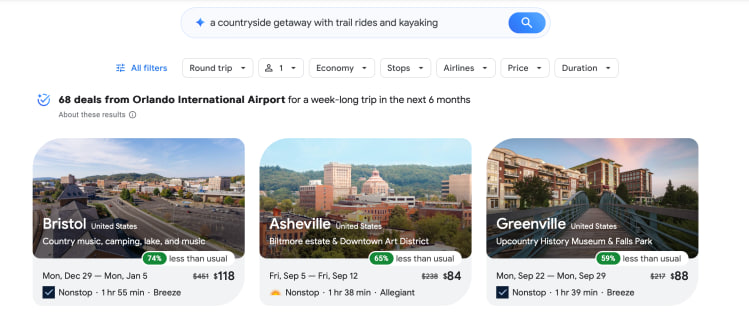 В The Verge протестировали новый ИИ-инструмент Flight Deals от Google - 2