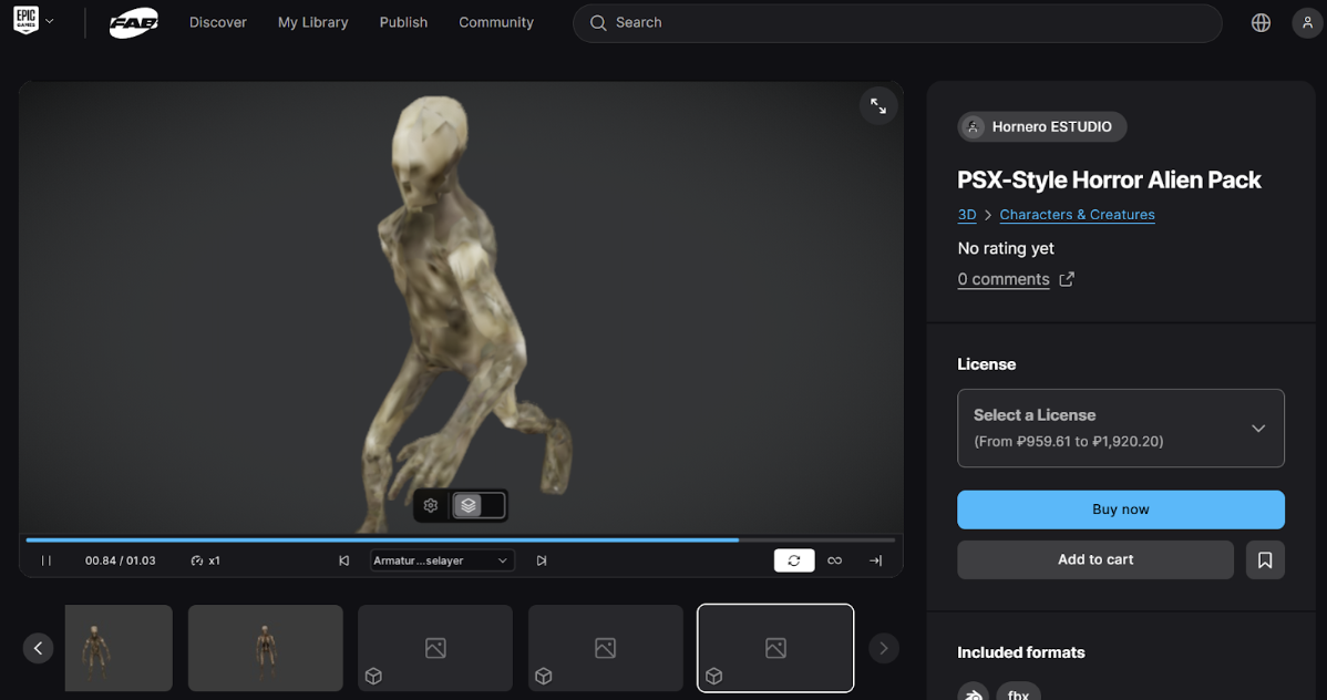 Ассет PSX-Style Horror Alien Pack