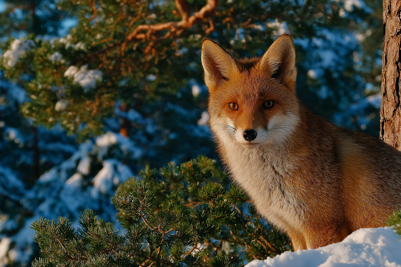 лисёнок в зимнем лесу --stylize 1000