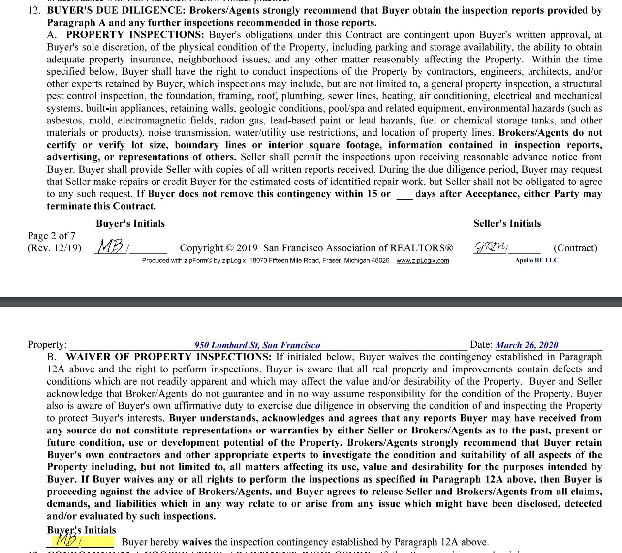 Отказ от инспекции дома в договоре продажи. Рейчел Мец