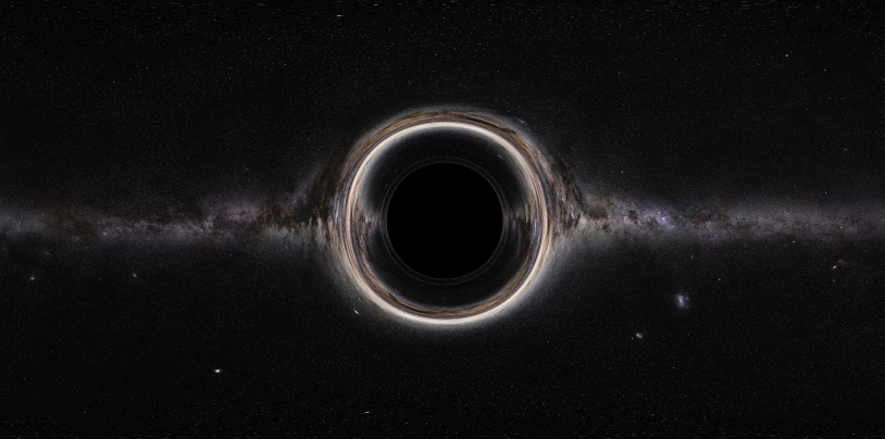 Рендер чёрной дыры Шварцшильда на фоне звёздного неба, построенный с помощью EinField