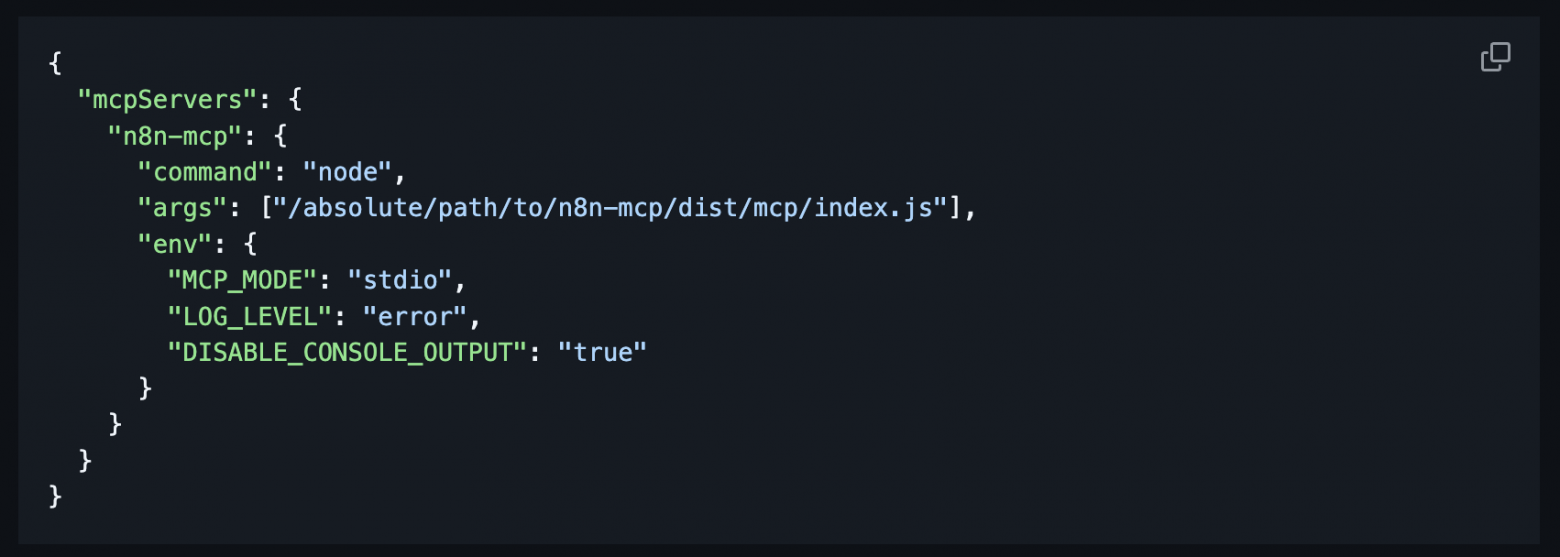 Подключение MCP к агенту довольно простое - JSON, copy/paste