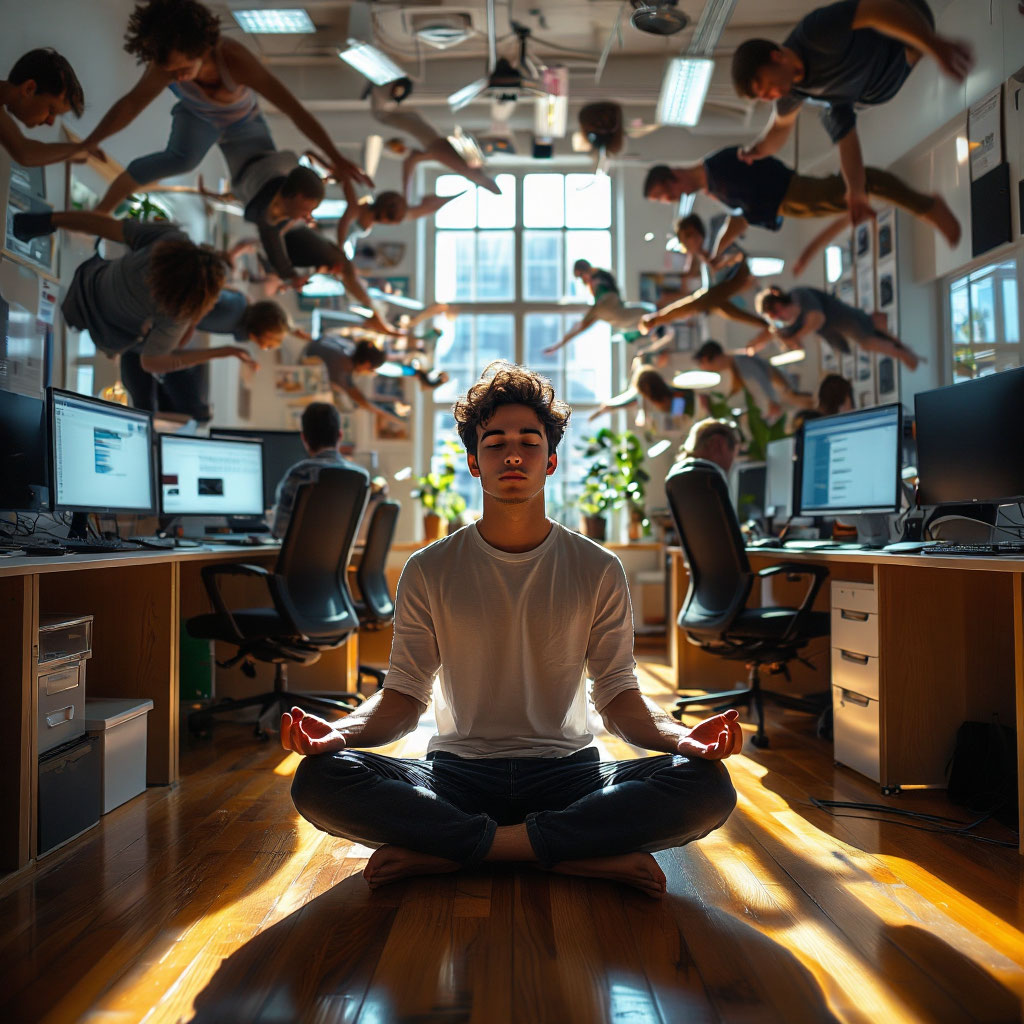 Буддист офисный. Одна штука. Всех вертит.