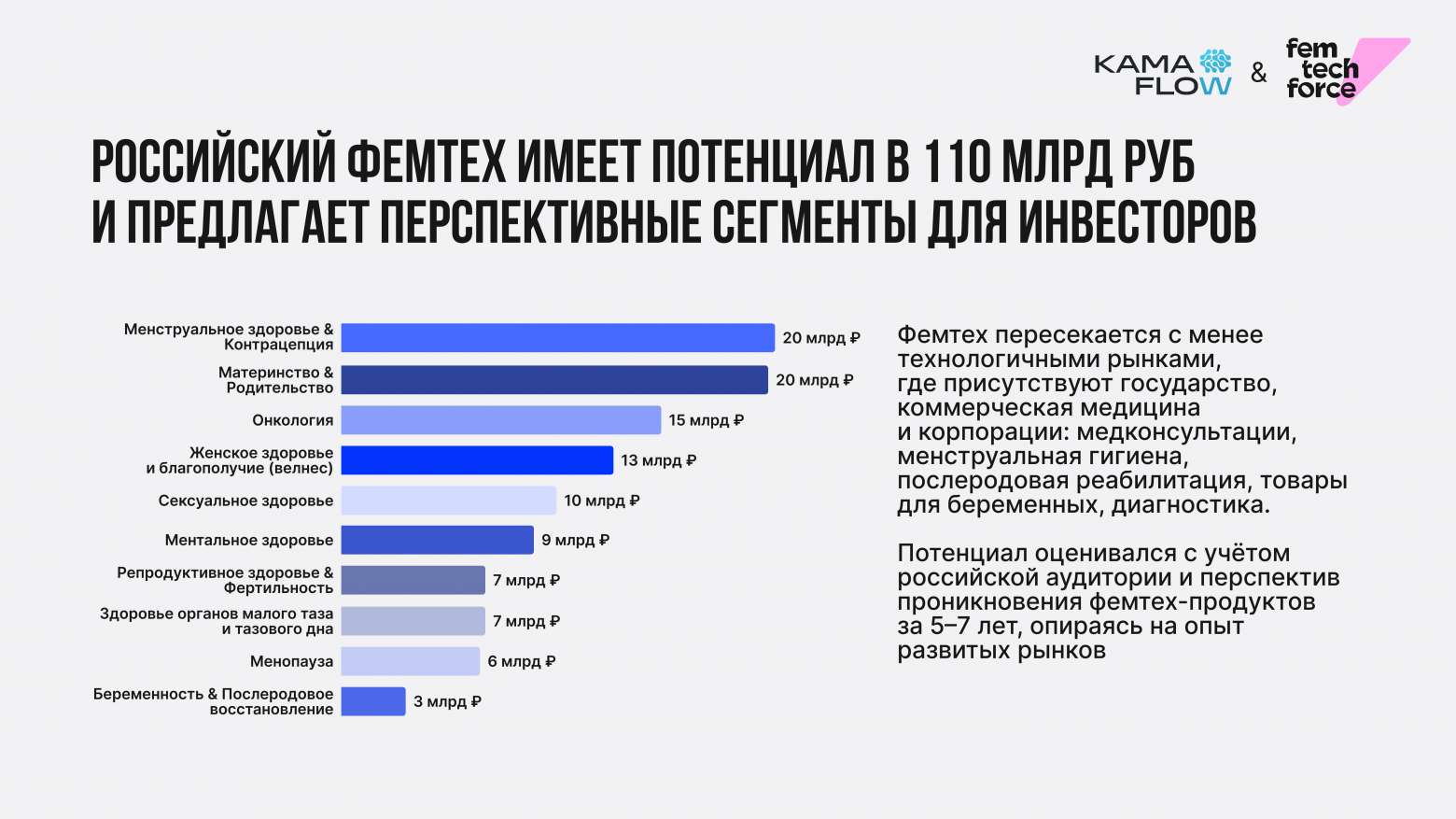 Потенциал для развития фемтех-продуктов в разных сегментах
