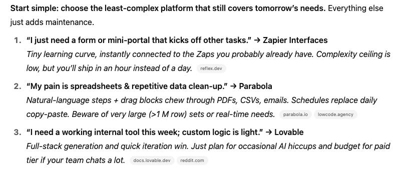 Пример из отчета ChatGPT Deep Research об инструментах для vibe coding.