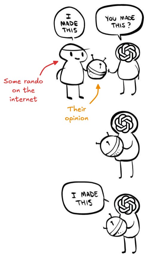 Иллюстрация: ИИ, бездумно повторяющий чужое мнение