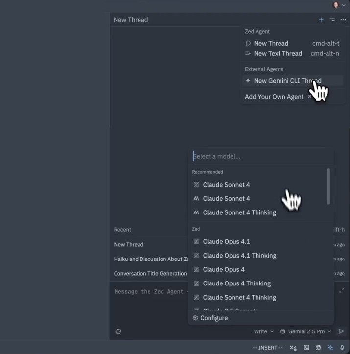 Gemini CLI интегрирован в редактор кода Zed - 1