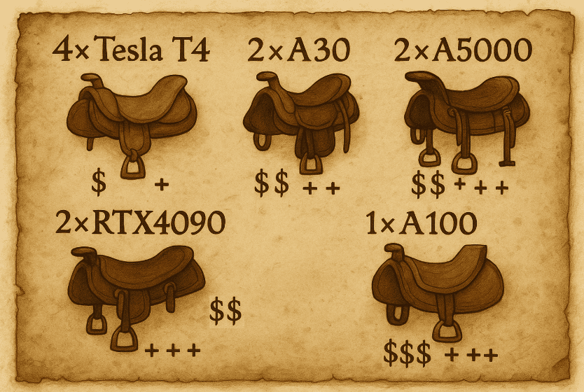 Юмористическая иллюстрация с «GPU-седлами».