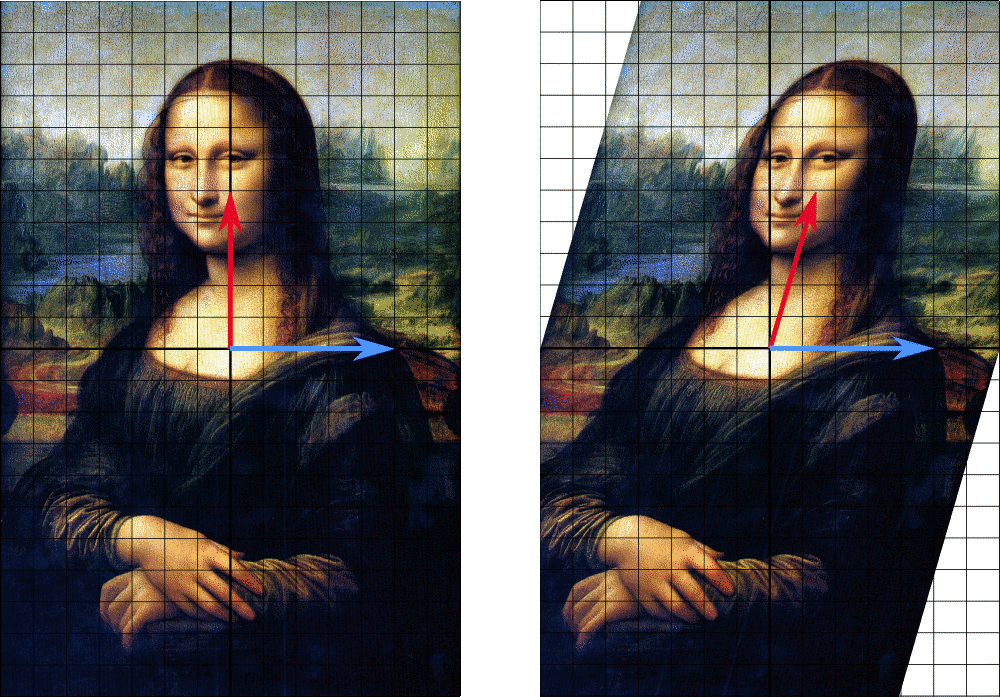 Синий вектор - собственный, а красный - нет