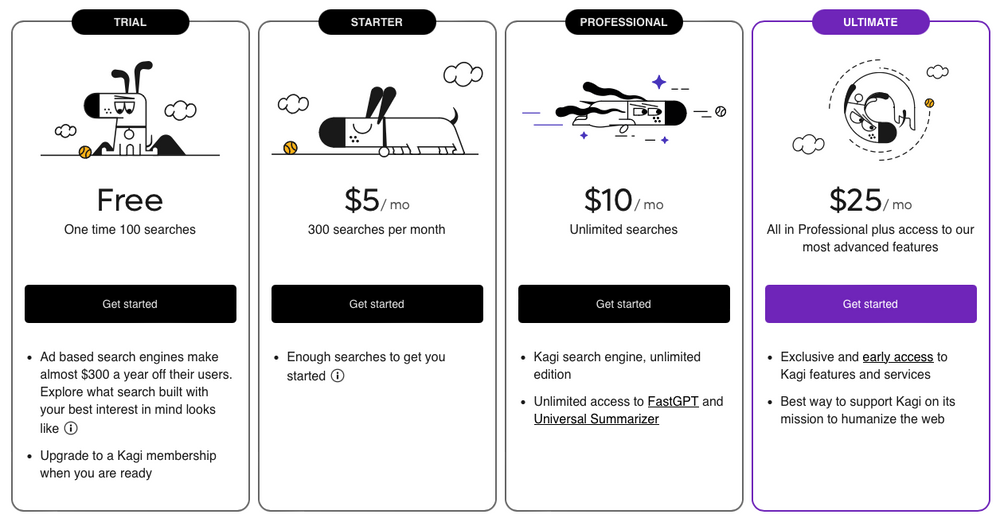 Тестовая версия Kagi не имеет временных ограничений. Вы можете начать пользоваться в любой момент — без давления и обязательств.  