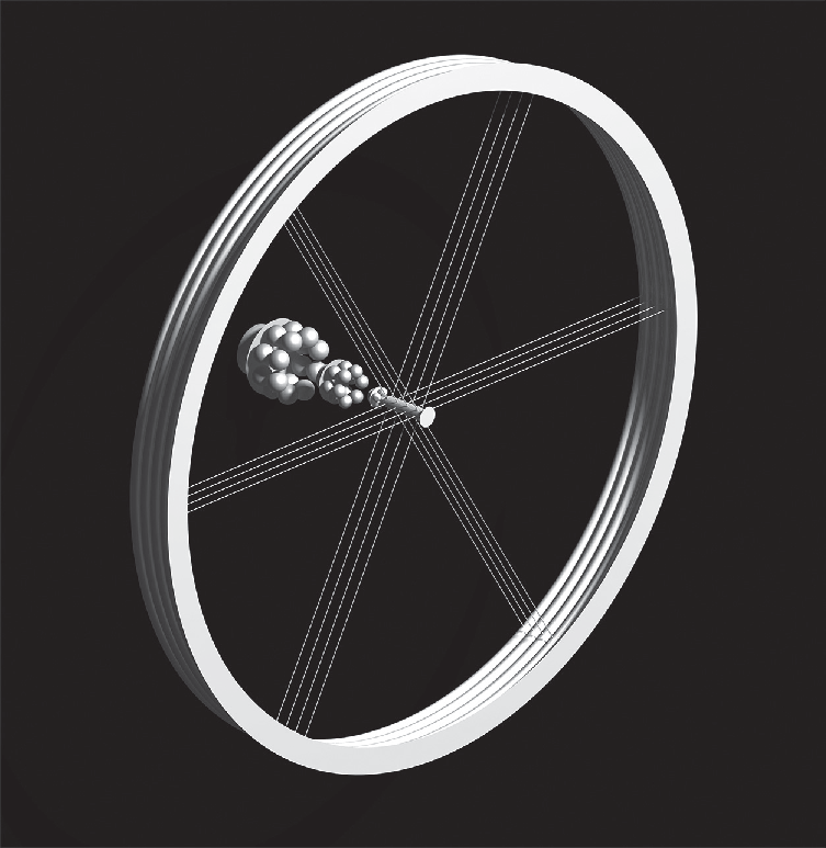 Концептуальное расширение корабля «Дедал» с массивом колец типа стэнфордский тор, вращающихся для создания искусственной гравитации. Оригинальный стэнфордский тор диаметром около 1,8 км вмещает до 10 тыс. человек