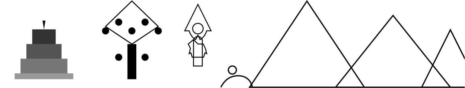 Слева направо: Храм Неба (Пекин), храм Василия Блаженного (Москва), Статуя Свободы (Нью-Йорк), пирамиды Гизы (Египет). arXiv:2306.00020