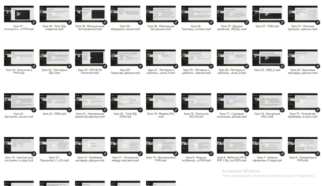 На выходе получилось 5 модулей, которые включают 47 занятий