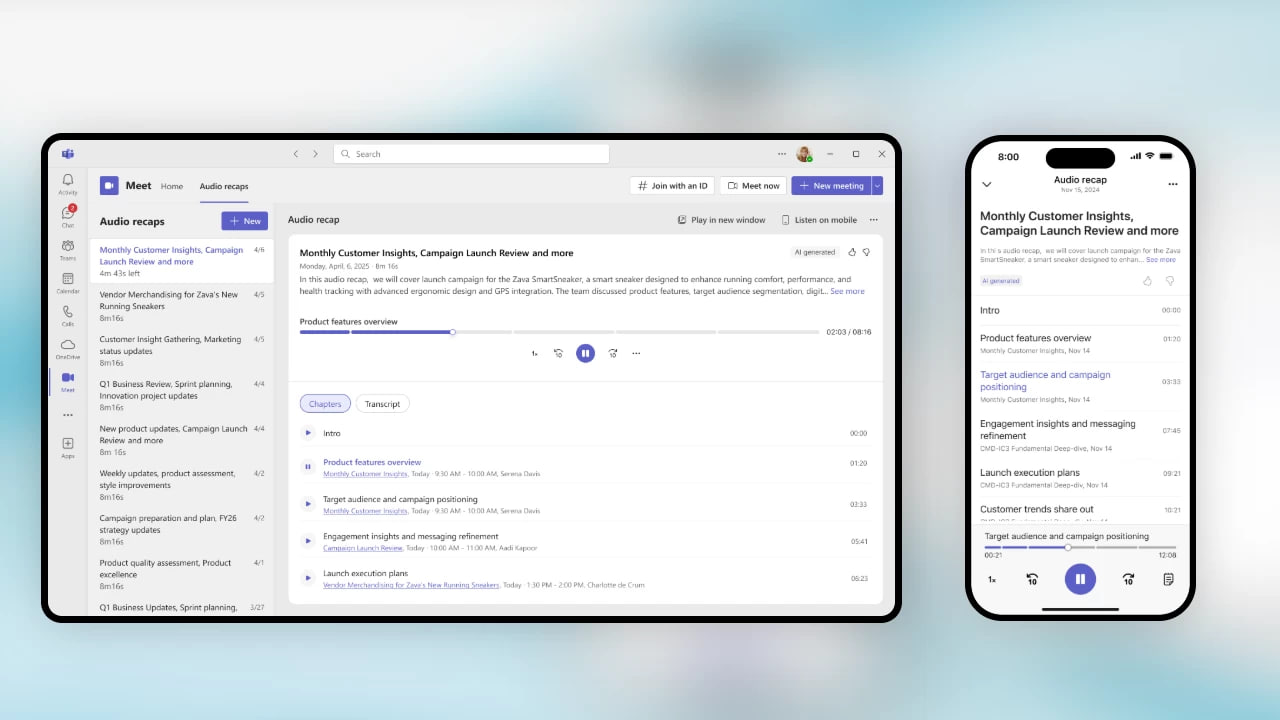 В Microsoft Teams появилась возможность прослушивать сводки собраний - 1 В Microsoft Teams появилась возможность прослушивать сводки собраний - 1