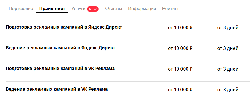 Расценки с сайта FL.ru. Топовый специалист из рубрики Яндекс Директ.