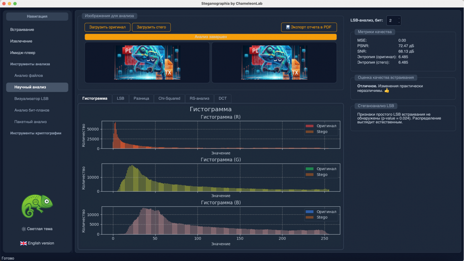 Программа "ChameleonLab". Комплексный анализ