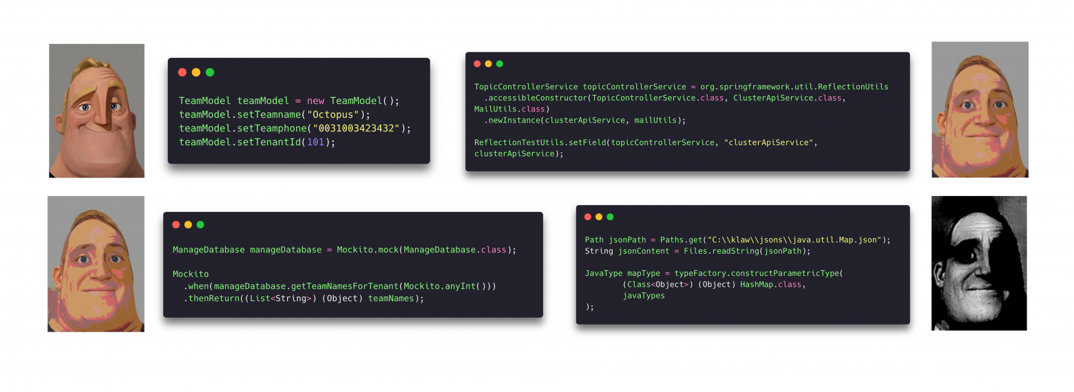 Приходится использовать различные способы создания объектов в тестах