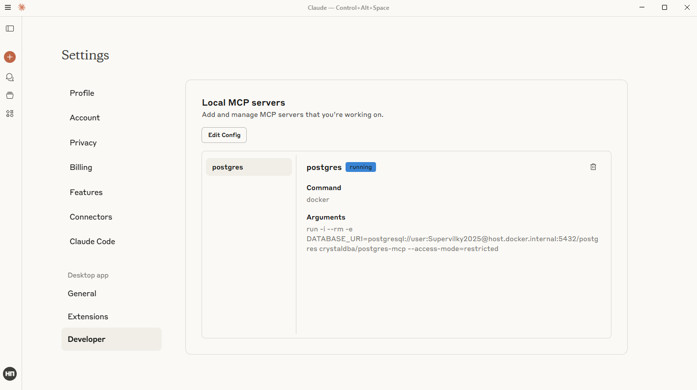 Подключаем Claude по MCP к базе данных на домашнем компьютере - 4