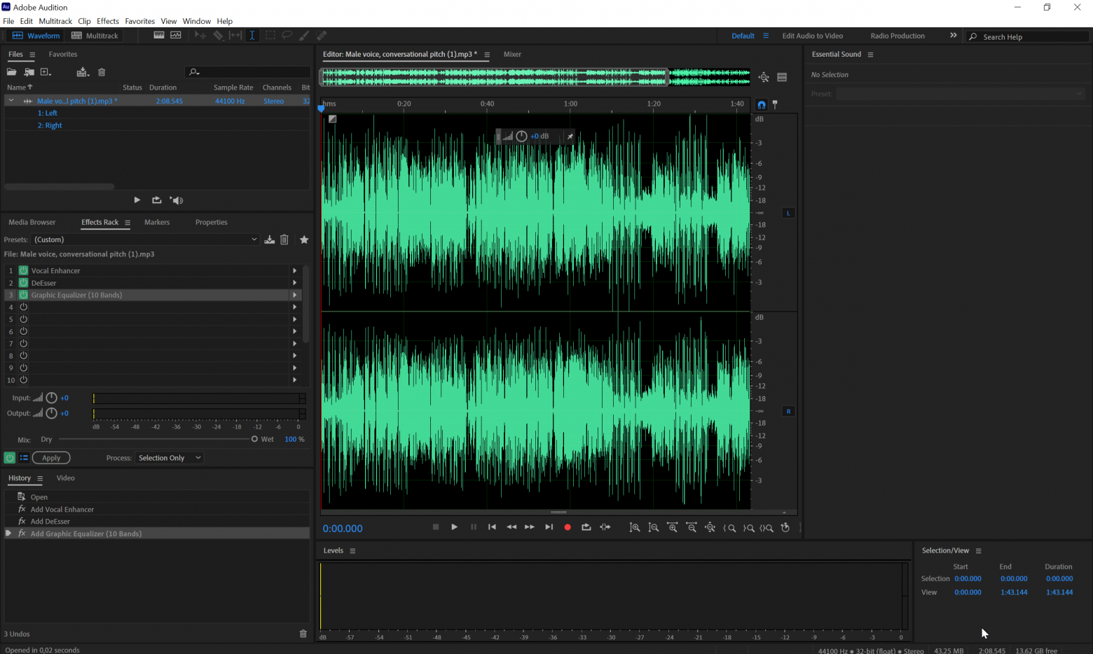 Скриншот окна программы Audition