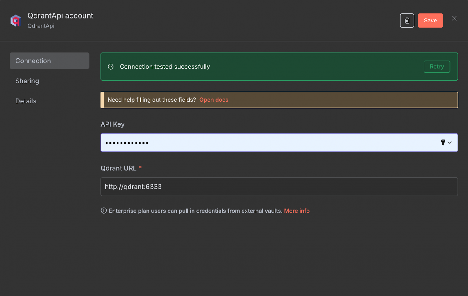 Credentials для Qdrant