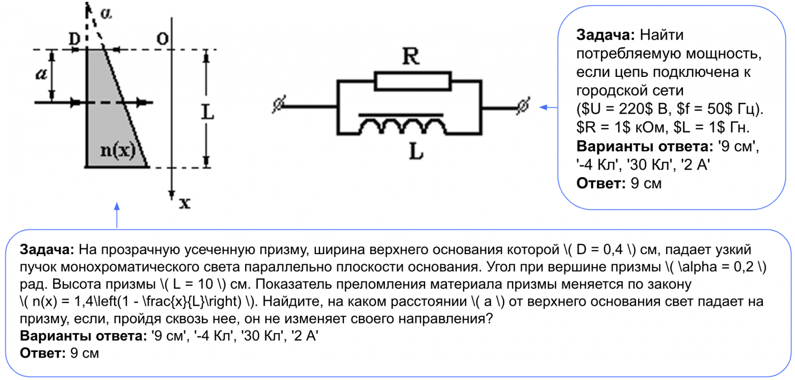 Примеры задач из блока "Физика"