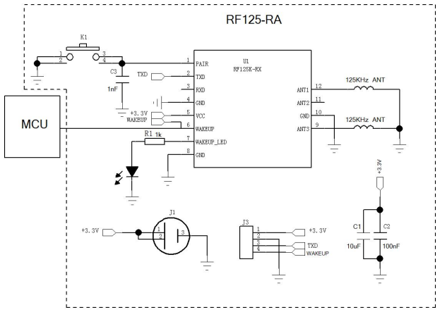 Типовая схема применения для модуля RF125-RX