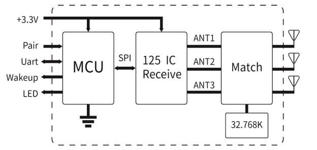 Внутренняя функциональная блок-схема RF125-RX