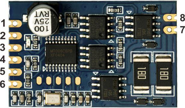 Схема расположения компонентов и нумерации выводов модуля RF125-TX2