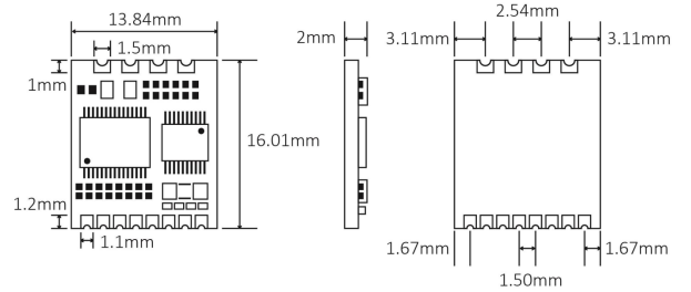 Габаритный чертеж модуля RF125-RX