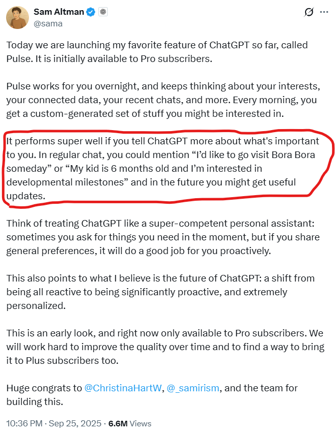 Альтман уже как бы практически впрямую намекает в Твиттере «ребята, а вы не могли бы почаще говорить нашему чатботу, какие товары вам выгоднее всего можно прорекламировать?»