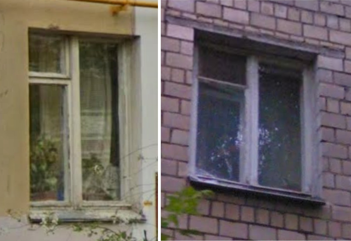 Слева кто-то живёт, справа — нет. Во всяком случае, нам так показалось, потому что слева в окне есть живые цветы