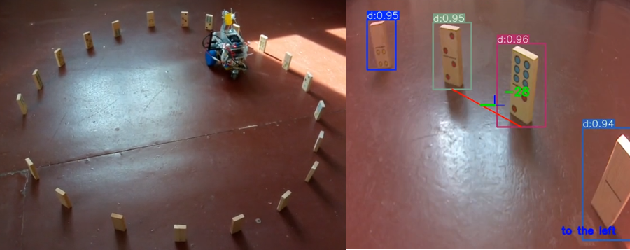 Рис 7. Процесс огибания стены и поиска (выхода) расстояния AB больше порогового (300)