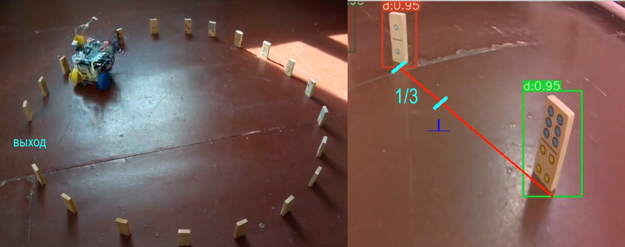 Рис 8. Робот нашел выход и целиться в точку (1/3 от точки A)