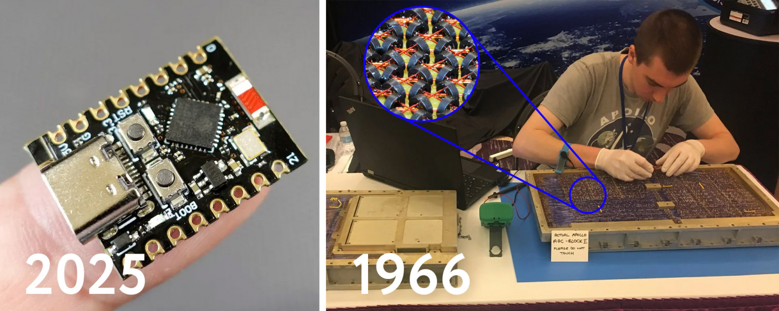 Штука слева используется в 2025 году в прикуривателе, а штука справа в 1969 году посадила людей на луну.  