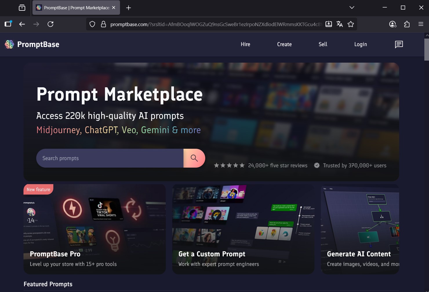 PromptBase - платформа для торговли промптами, где вы можете зарабатывать на продаже готовых запросов для ИИ, оптимизированных для текста или арта.