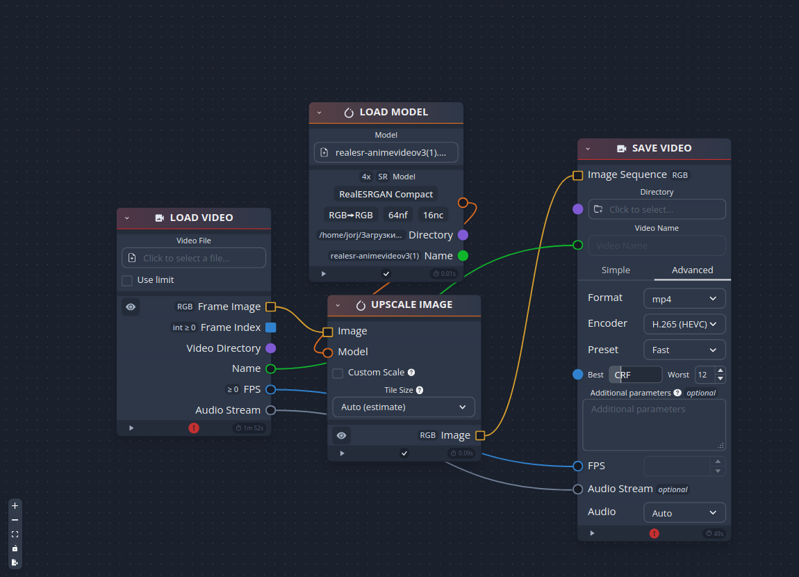 Простая цепочка нодов в ChaiNNer