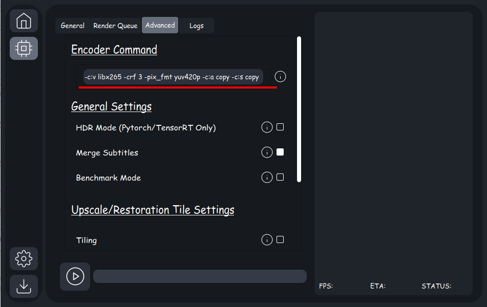 Строка редактирования FFmpeg