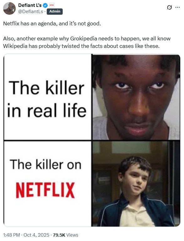 Твиттер be like: «в Википедии слишком много фейкньюс, поэтому нам срочно нужна Грокипедия!» – и в подтверждение приводится фейк про якобы первоисточник популярного сериала…