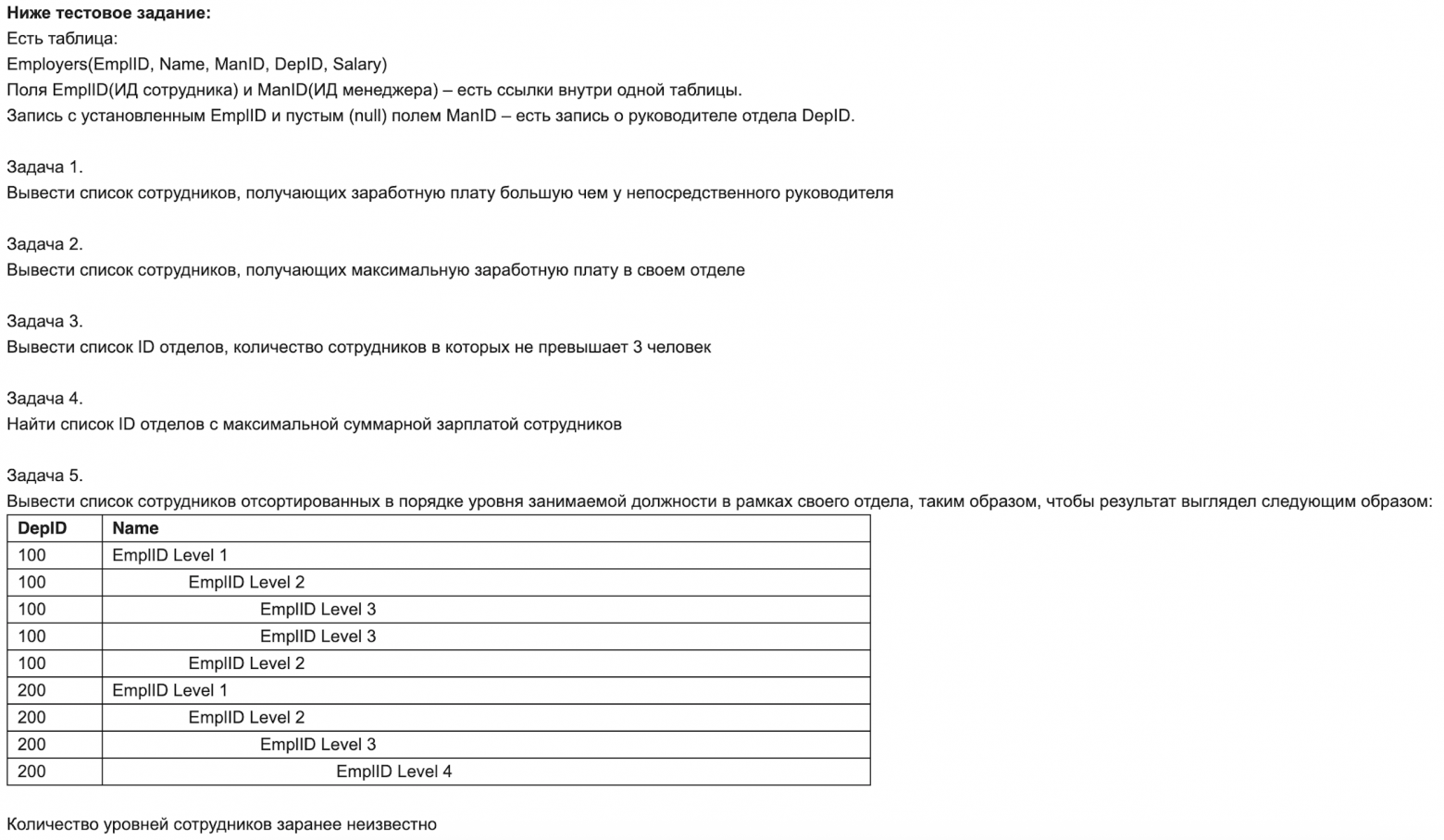 Тестовое задание, которое дали перед собеседованием