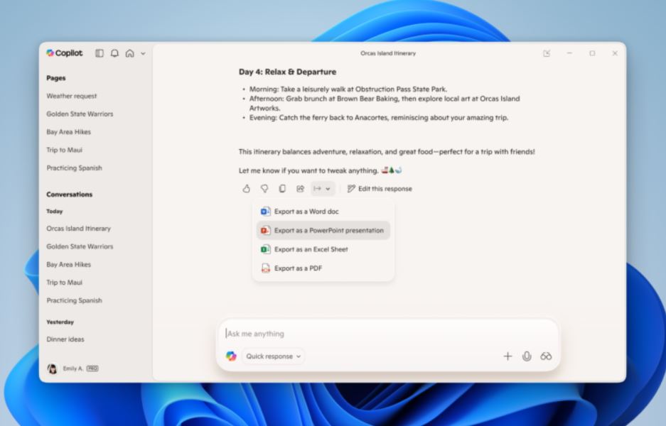 Copilot для Windows теперь может подключаться к сторонним сервисам и создавать документы Office - 2