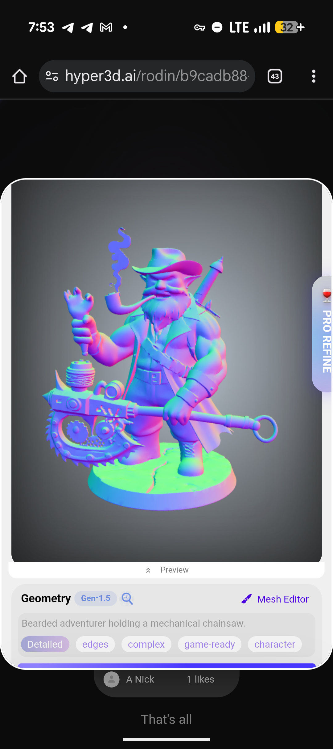 Тест более сложной вариации картинки, генерация заняла минуту! 