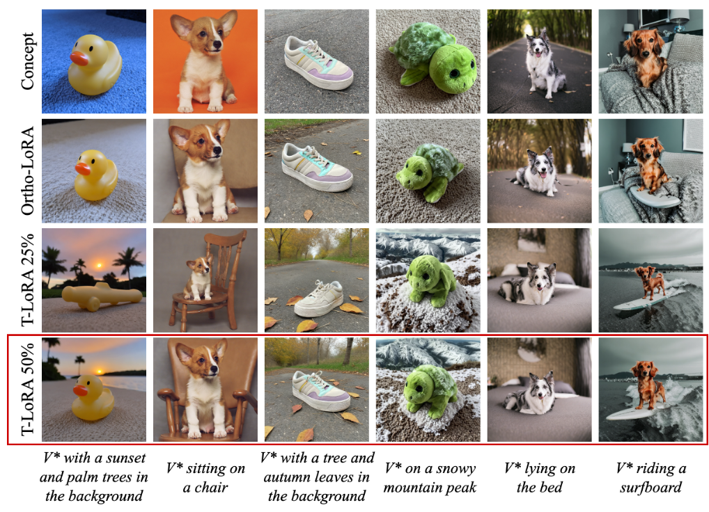 T-LoRA: дообучить диффузионную модель на одной картинке и не переобучиться - 38