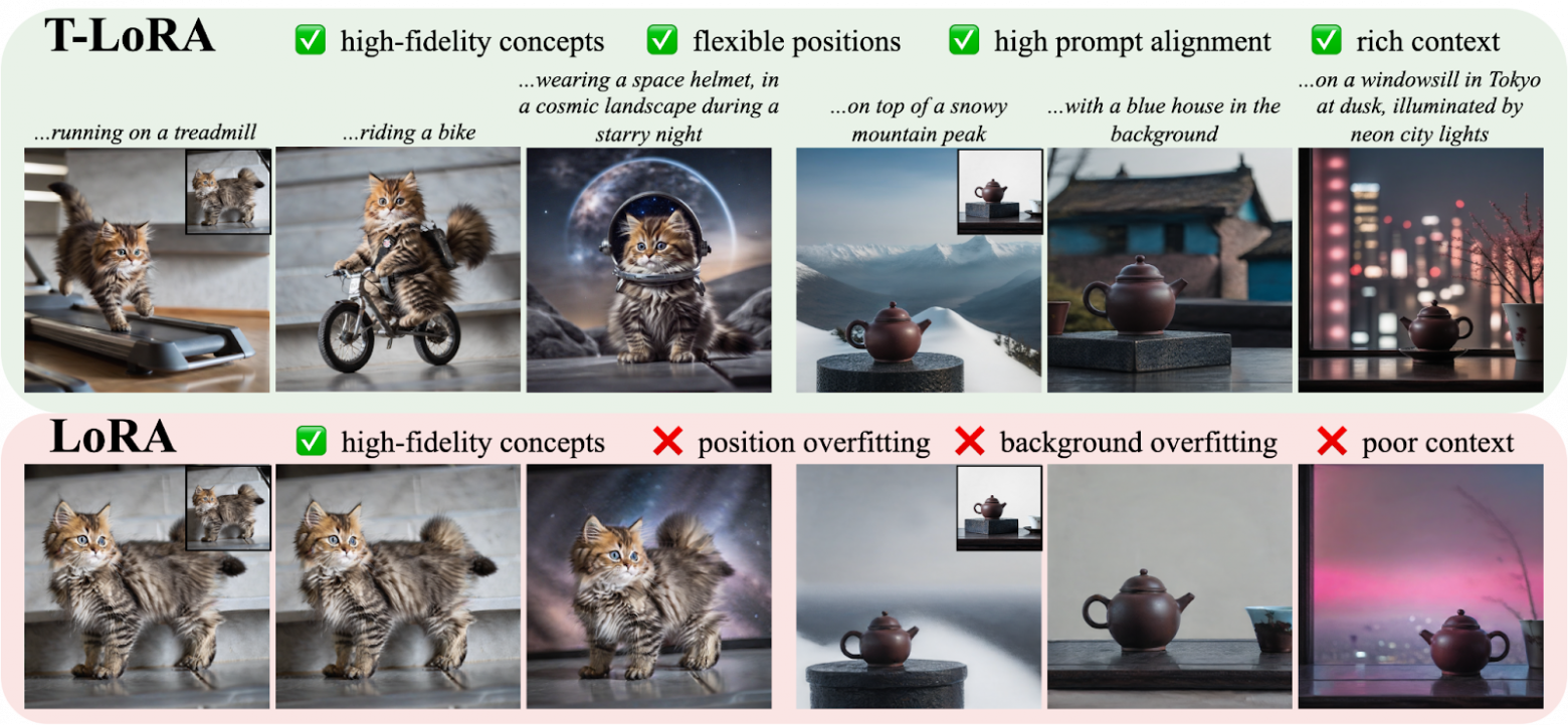 T-LoRA: дообучить диффузионную модель на одной картинке и не переобучиться - 1