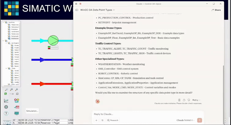 MCP Server общается со SCADA-системой WinCC от Siemens